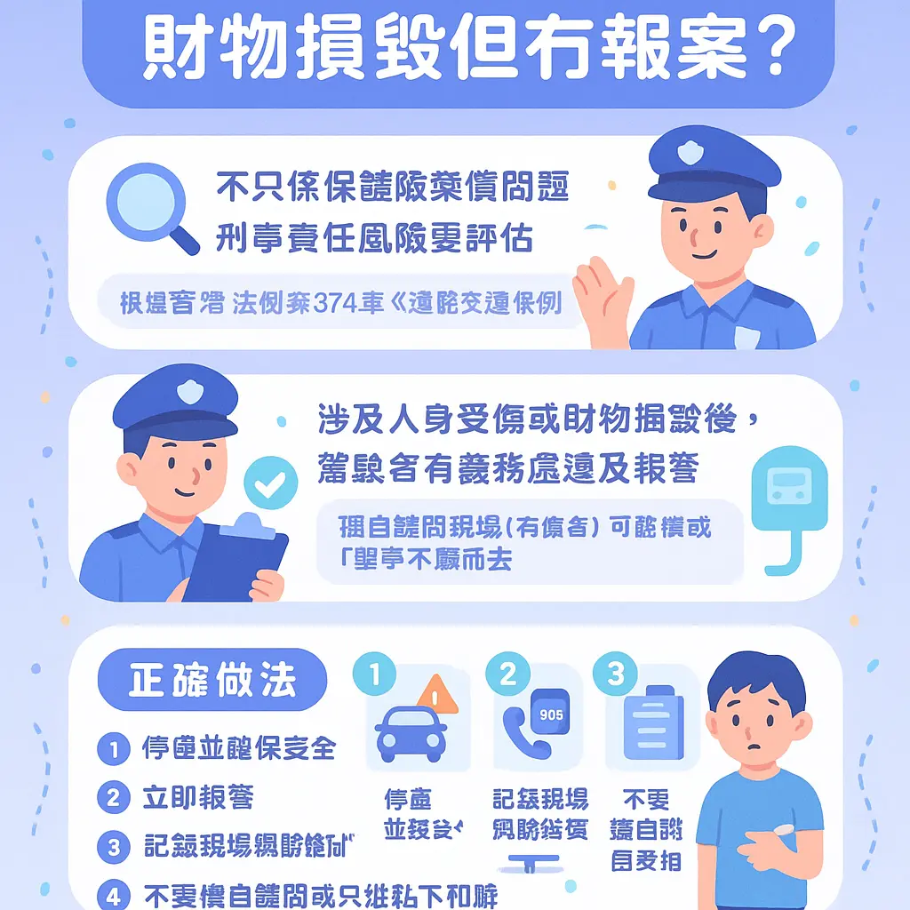 發生交通意外後沒有報案 - 財物損毀