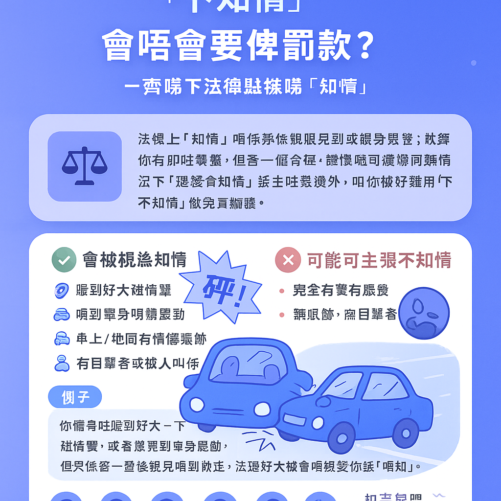 交通意外不顧而去不知情 - 罰款